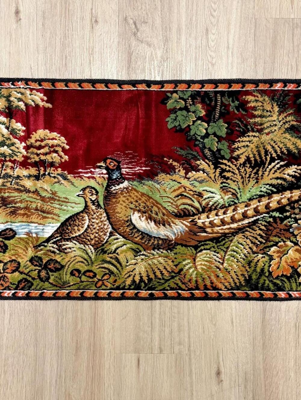 Vintage Pheasant Tapestry Made In Italy Great Shape 38x19” Velvet
